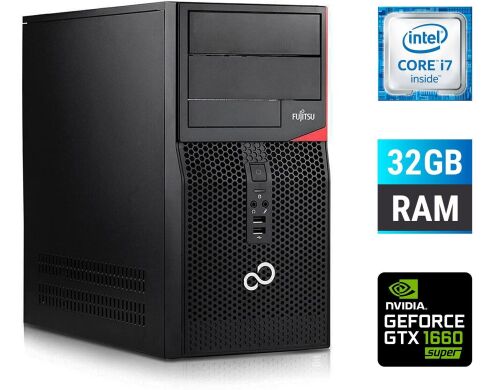 Игровой ПК Fujitsu Tower / Intel Core i7-6700 (4 (8) ядра по 3.4 - 4.0 GHz) / 32 GB DDR4 / 500 GB SSD + 1000 GB HDD / nVidia GeForce GTX 1660 Super, 6 GB GDDR6, 192-bit + Windows 10 в подарок