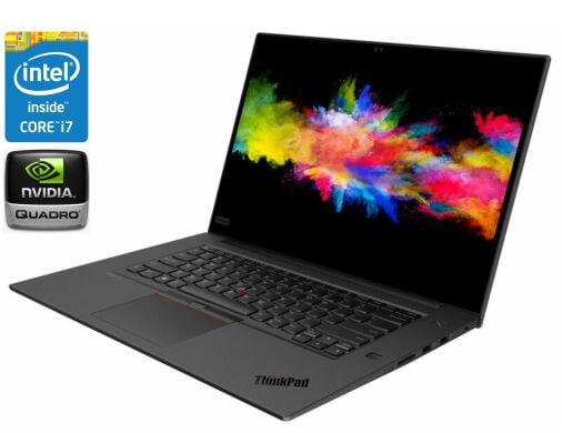 Мобільна робоча станція Lenovo ThinkPad P1 / 15.6" (1920x1080) IPS / Intel Core i7-8850H (6 (12) яер по 2.6 - 4.3 GHz) / 16 GB DDR4 / 512 GB SSD / nVidia Quadro P2000 Max-Q, 4 GB DDR3, 128-bit / WebCam / win 10 Pro