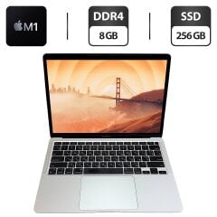 Ноутбук Apple MacBook Air 13 2020 Silver / 13.3" (2560x1600) IPS / Apple M1 (8 (4) ядер по 2.06 - 3.2 GHz) / 8 GB DDR4 / 256 GB SSD / Apple M1 8-Core GPU / WebCam / MacOS