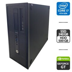 Компьютер HP ProDesk 600 G1 Tower / Intel Core i7-4770 (4 (8) ядра по 3.4 - 3.9 GHz) / 8 GB DDR3 / 240 GB SSD + 500 GB HDD / nVidia GeForce GT 545, 3 GB GDDR3, 192-bit / DVI