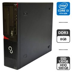 Компьютер Fujitsu Esprimo E720 E85 SFF / Intel Core i3-4330 (2 (4) ядра по 3.5 GHz) / 8 GB DDR3 / 120 GB SSD + 500 GB HDD / Intel HD Graphics 4400 / DVD-ROM