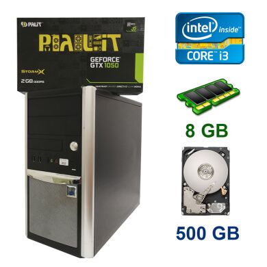 EuroCom Tower / Intel Core i3-3220 (2 (4) ядра по 3.3 GHz) / 8 GB DDR3 / 500 GB HDD / nVidia GeForce GTX 1050, 2 GB GDDR5, 128bit NEW / Блок питания FSP 400W