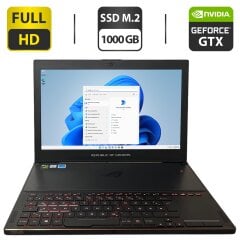 Ігровий ноутбук Asus ROG Zephyrus GX501VI-GZ020T / 15.6" (1920x1080) IPS / Intel Core i7-7700HQ (4 (8) ядра по 2.8 - 3.8 GHz) / 16 GB DDR4 / 1000 GB SSD M.2 / nVidia GeForce GTX 1080 Max-Q, 8 GB GDDR5X, 256-bit / WebCam