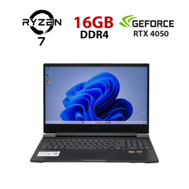 Игровой ноутбук Б-класс HP Victus 16-s0077NR / 16.1" (1920x1080) IPS / AMD Ryzen 7 7840HS (8 (16) ядра по 3.8 - 5.1 GHz) / 16 GB DDR5 / 1024 GB SSD / nVidia GeForce RTX 4050, 6 GB GDDR6, 96-bit / WebCam