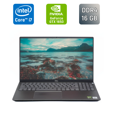 Игровой ноутбук Dell Vostro 7500 / 15.6" (1920x1080) IPS / Intel Core i7-10750H (6 (12) ядер по 2.6 - 5.0 GHz) / 16 GB DDR4 / 512 GB SSD / nVidia GeForce GTX 1650, 4 GB GDDR6, 128-bit / TouchID / WebCam / Windows 10