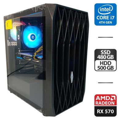 Ігровий ПК 1stPlayer Ariya AY7 Tower / Intel Core i7-4770S (4 (8) ядра по 3.1 - 3.9 GHz) / 16 GB DDR3 / 480 GB SSD + 500 GB HDD / AMD Radeon RX 570, 8 GB GDDR5, 256-bit / 450W