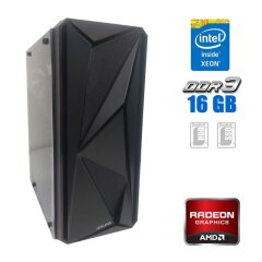 Игровой ПК 1stPlayer FireRose Black Tower NEW / Intel Xeon E3-1230 v2 (4 (8) ядра по 3.3 - 3.7 GHz) (аналог Intel Core i7-3770) / 16 GB DDR3 / 128 GB SSD NEW + 500 GB HDD / AMD Radeon HD 7670, 4 GB GDDR5, 128-bit