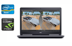 Мобільна робоча станція Dell Precision 7720 / 17.3" (3840x2160) IPS / Intel Xeon E3-1575M v5 (4 (8) ядра по 3.0 - 3.9 GHz) / 32 GB DDR4 / 500 GB SSD + 500 GB HDD / nVidia Quadro P5000, 16 GB GDDR5X, 256-bit / WebCam / Windows 10