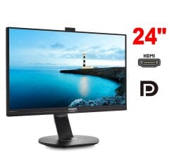 Монитор Philips 241B7Q / 24" (1920x1200) IPS / 1x HDMI, 3x DP, 1x VGA, 4x USB 3.0, 1x USB Type-B, 2x Audio  / 2x 2W / VESA 100x100 / Pivot