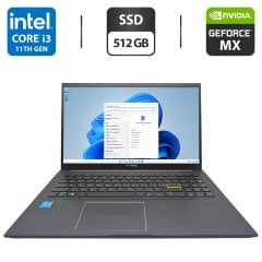 Ноутбук Asus VivoBook X513E / 15.6" (1920x1080) IPS / Intel Core i3-1115G4 (2 (4) ядра по 4.1 GHz) / 8 GB DDR4 / 512 GB SSD / nVidia GeForce MX330, 2 GB GDDR5, 64-bit / WebCam