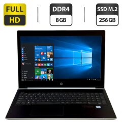 Ноутбук Б-класс HP ProBook 450 G5 / 15.6" (1920x1080) IPS / Intel Core i5-8250U (4 (8) ядра по 1.6 - 3.4 GHz) / 8 GB DDR4 / 256 GB SSD M.2 / Intel UHD Graphics 620 / WebCam / LTE / Windows 10 Pro