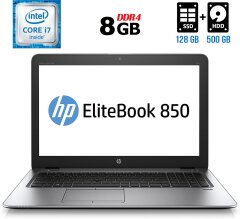 Ноутбук HP EliteBook 850 G3 / 15.6" (1920x1080) TN / Intel Core i7-6600U (2 (4) ядра по 2.6 - 3.4 GHz) / 8 GB DDR4 / 128 GB SSD + 500 GB HDD / Intel HD Graphics 520 / WebCam / Fingerprint / DisplayPort