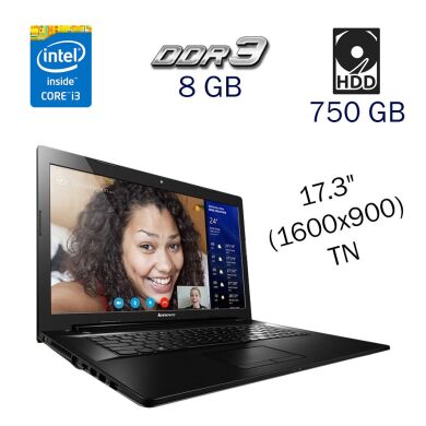 Ноутбук Lenovo G70-80 / 17.3" (1600x900) TN / Intel Core i3-5020U (2 (4) ядра по 2.2 GHz) / 8 GB DDR3 / 750 GB HDD / nVidia GeForce 920M, 2 GB DDR3, 64-bit / WebCam / DVD-ROM