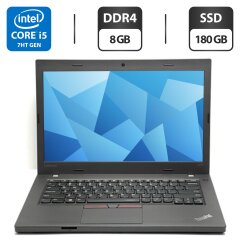 Ноутбук Lenovo ThinkPad L470 / 14" (1920x1080) IPS / Intel Core i5-7200U (2 (4) ядра по 2.5 - 3.1 GHz) / 8 GB DDR4 / 180 GB SSD / Intel HD Graphics 620 / WebCam / Mini DisplayPost