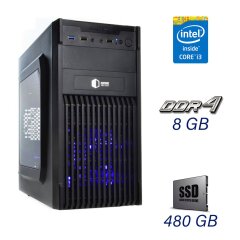 Новий ігровий ПК QUBE QB20A U3 Tower / Intel Core i3-12100F (4 ядра по 3.3 - 4.3 GHz) / 8 GB DDR4 (3200 MHz) / 480 GB SSD M.2 NVMe / nVidia GeForce GTX 1050 Ti, 4 GB GDDR5, 128-bit / 500W / PRIME H610M-K D4