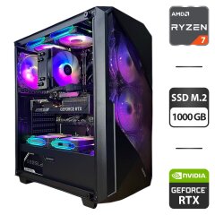 Сборка под заказ: новый игровой ПК GameMax Revolt Black Tower / AMD Ryzen 7 7700 (8 (16) ядер по 3.8 - 5.3 GHz) / 32 GB DDR5 / 1000 GB SSD M.2 / nVidia GeForce RTX 5070, 12 GB GDDR7, 192-bit / 750W