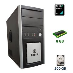 Terra Tower / AMD Athlon II X3 450 (3 ядра по 3.2 GHz) / 8 GB DDR3 / 500 GB HDD / XFX ONE HD 5450, 1 GB GDDR3, 64-bit / 350W