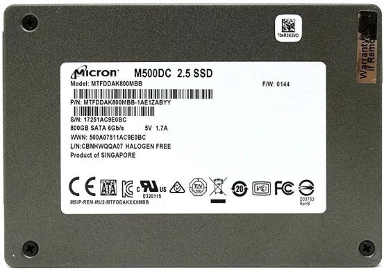 Твердотільний накопичувач SSD Micron M500DC MTFDDAK800MBB-1AE1ZABYY / 2.5" / 800 GB 3D MLC / SATA III