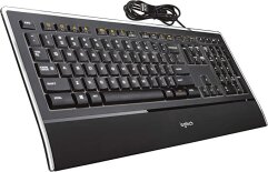 Проводная клавиатура Logitech K740 USB Illuminated Ultra-Thin / полноразмерная / черная / подсветка клавиш