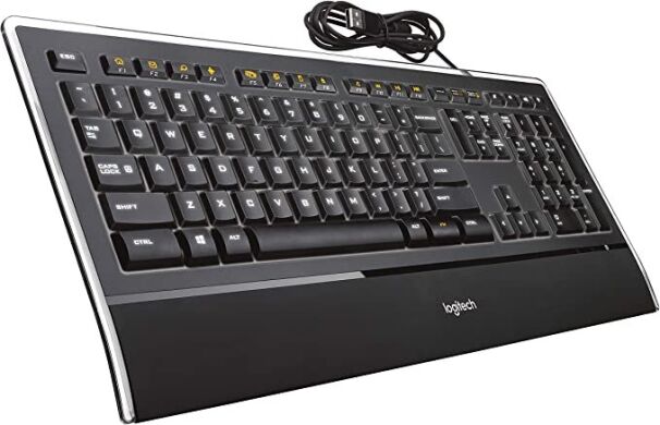 Дротова клавіатура Logitech K740 USB Illuminated Ultra-Thin / повнорозмірна / чорна / підсвічування клавіш