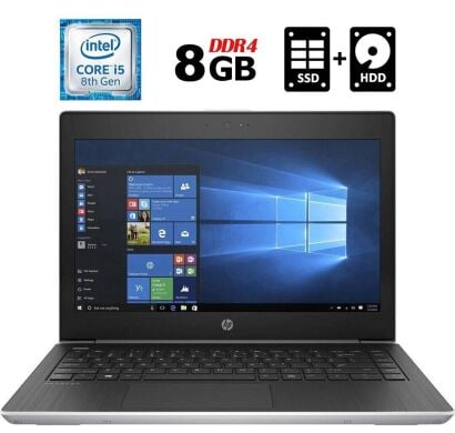 Ультрабук Б-клас HP ProBook 430 G5 / 13.3" (1366x768) TN / Intel Core i5-8250U (4 (8) ядра по 1.6 - 3.4 GHz) / 8 GB DDR4 / 128 GB SSD + 500 GB HDD / Intel UHD Graphics 620 / WebCam / Fingerprint / USB 3.1 / HDMI