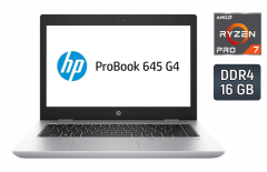 Ультрабук HP ProBook 645 G4 / 14" (1920x1080) IPS / AMD Ryzen 7 Pro 2700U (4 (8) ядра по 2.2 - 3.8 GHz) / 16 GB DDR4 / 480 GB SSD / AMD Radeon Vega 10 / WebCam / TouchID / Windows 10