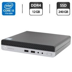 Неттоп HP ProDesk 400 G3 Mini PC USFF / Intel Core i5-7500T (4 ядра по 2.7 - 3.3 GHz) / 12 GB DDR4 / 240 GB SSD / Intel HD Graphics 630 / Windows 11 Pro + Блок живлення у комплекті