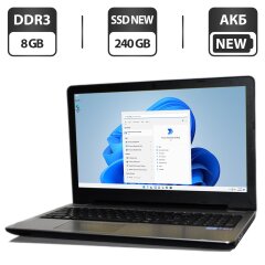 Ноутбук Pegatron D15S PlaidBook / 15.6" (1366x768) TN / Intel Core i5-6200U (2 (4) ядра по 2.3 - 2.8 GHz) / 8 GB DDR3 / 240 GB SSD NEW / Intel HD Graphics 520 / WebCam / АКБ NEW / Windows 11 Pro