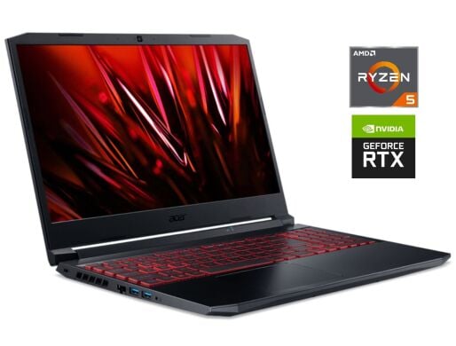 Ігровий ноутбук Б-клас Acer Nitro 5 AN515-45 / 15.6" (1920x1080) IPS / AMD Ryzen 5 5600H (6 (12) ядер по 3.0 - 4.2 GHz) / 16 GB DDR4 / 512 GB SSD NVMe / nVidia GeForce RTX 3050, 4 GB GDDR6, 128-bit / WebCam