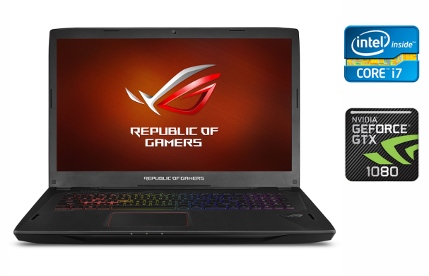Ігровий ноутбук Asus ROG Strix GL702VI / 17.3" (1920x1080) IPS / Intel Core i7-7700HQ (4 (8) ядра по 2.8 - 3.8 GHz) / 16 GB DDR4 / 512 GB SSD / nVidia GeForce GTX 1080, 8 GB GDDR5X, 256-bit / WebCam / HDMI