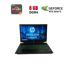 Игровой ноутбук Б-класс HP Pavilion Gaming 15-ec2023ua / 15.6" (1920x1080) IPS / AMD Ryzen 5 5600H (6 (12) ядер по 3.3&nbsp;- 4.2&nbsp;GHz) / 8 GB DDR4 / 512 GB SSD / nVidia GeForce RTX 3050 Ti, 4 GB GDDR6, 128-bit / WebCam