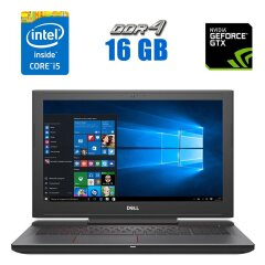Игровой ноутбук Dell Inspiron 15 7000 / 15.6" (1920x1080) IPS / Intel Core i5-7300HQ (4 ядра по 2.5 - 3.5 GHz) / 16 GB DDR4 / 120 GB SSD + 500 GB HDD / nVidia GeForce GTX 1050 Ti, 4 GB GDDR5, 128-bit / WebCam 