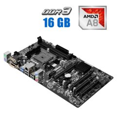 Комплект: Материнська плата ASRock FM2A88X PRO+ / FM2 / AMD A8-6600K (4 ядра по 3.9 - 4.2 GHz) / 16 GB DDR3 / AMD Radeon HD 8570D + Кулер