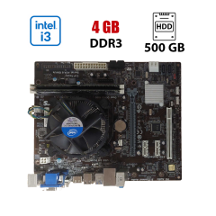 Комплект: Материнська плата ECS H81H3-M3 V1.0 / Intel Core i3-4160 (2 (4) ядра по 3.6 GHz) / 4 GB DDR3 / 500 GB HDD / Intel HD Graphics 2500 / Socket LGA1155 / Кулер