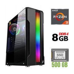 Компьютер / AMD Ryzen 3 3200G (4 ядра по 3.6 - 4.0 GHz) / 8 GB DDR4 / 500 GB SSD / Radeon Vega 8 Graphics / 400W