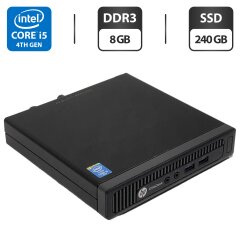 Комп'ютер HP EliteDesk 800 G1 Desktop Mini USFF / Intel Core i5-4590T (4 ядра по 2.0 - 3.0 GHz) / 8 GB DDR3 / 240 GB SSD / Intel HD Graphics 4600 / DisplayPort + Блок живлення