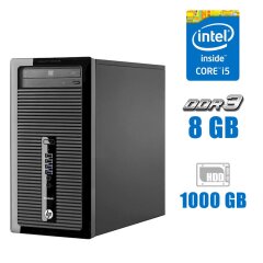 Компьютер HP ProDesk 400 G1 Tower / Intel Core i5-4570 (4 ядра по 3.2 - 3.6 GHz) / 8 GB DDR3 / 1000 GB HDD / Intel HD Graphics 4600 / DVD-ROM / Windows 10 