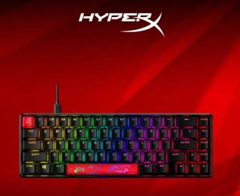 Механічна ігрова дротова клавіатура HyperX Alloy Origins Aqua / повнорозмірна / чорна