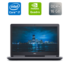 Мобільна робоча станція Б-клас Dell Precision 7720 / 17.3" (1920x1080) IPS / Intel Core i7-7820HQ (4 (8) ядра по 2.9 - 3.9 GHz) / 16 GB DDR4 / 128 GB SSD + 500 GB HDD / nVidia Quadro P5000, 16 GB GDDR5X, 256-bit / WebCam / HDMI