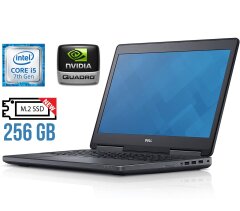 Мобильная рабочая станция Dell Precision 7520 / 15.6" (1920x1080) TN / Intel Core i5-7300HQ (4 ядра по 2.5 - 3.5 GHz) / 16 GB DDR4 / 256 GB SSD M.2 NEW / nVidia Quadro M1200, 4 GB GDDR5, 128-bit / miniDP / HDMI