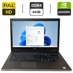 Мобільна робоча станція Dell Precision 7740 / 17.3" (1920x1080) IPS / Intel Core i7-9750H (6 (12) ядер по 2.6 - 4.5 GHz) / 64 GB DDR4 / 1000 GB SSD M.2 / nVidia Quadro RTX 4000, 8 GB GDDR6, 256-bit / WebCam