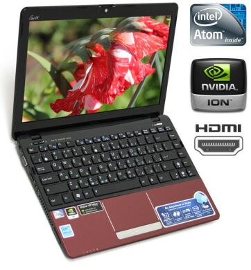 Нетбук Asus Eee PC 1215N / 12.1" (1366x768) TN / Intel Atom D525 (2 (4) ядра по 1.8 GHz) / 2 GB DDR3 / 250 GB HDD / nVidia ION 2, 512 MB DDR3, 64-bit / WebCam / HDMI / АКБ не тримає