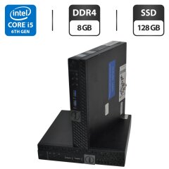 Неттоп Dell OptiPlex 5050 USFF / Intel Core i5-6500T (4 ядра по 2.5 - 3.1 GHz) / 8 GB DDR4 / 128 GB SSD / Intel HD Graphics 530 / Wi-Fi / Windows 11 Pro / Блок питания