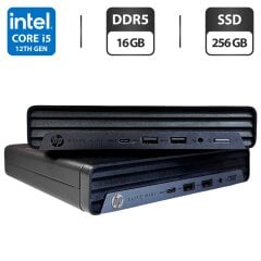 Неттоп HP Elite Mini 800 G9 USFF / Intel Core i5-12500T (6 (12) ядер по 2.2 - 4.4 GHz) / 16 GB DDR5 / 256 GB SSD / Intel UHD Graphics 770 / Блок живлення