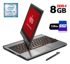 Ноутбук-трансформер Fujitsu Lifebook T726 / 12.5" (1366x768) IPS Touch / Intel Core i5-6200U (2 (4) ядра по 2.3 - 2.8 GHz) / 8 GB DDR4 / 128 GB SSD / Intel HD Graphics 520 / WebCam / HDMI