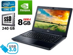 Ноутбук Acer Aspire E5-575G-57D4 / 15.6" (1920x1080) TN LED  / Intel Core i5-7200U (2 (4) ядра по 2.4 - 3.1GHz) / 8 GB DDR4 / 240 GB SSD / WebCam / DVD / NVIDIA GeForce 940MX 2 GB
