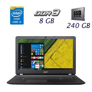 Ноутбук Acer Aspire ES1-572 / 15.6" (1920x1080) TN LED / Intel Core i3-6006U (2 (4) ядра по 2.0 GHz) / 8 GB DDR3 / 240 GB SSD / WebCam / USB 3.0 / HDMI