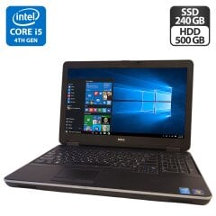 Ноутбук Б-класс Dell Latitude E6540 / 15.6" (1920x1080) IPS / Intel Core i5-4200M (2 (4) ядра по 2.5 - 3.1 GHz) / 8 GB DDR3 / 200 GB SSD + 500 GB HDD / Intel HD Graphics 4600 / WebCam / DVD-ROM