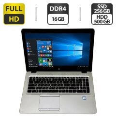 Ноутбук Б-клас HP EliteBook 850 G4 / 15.6" (1920x1080) TN / Intel Core i5-7300U (2 (4) ядер по 2.6 - 3.5 GHz) / 16 GB DDR4 / 256 GB SSD + 500 GB HDD / Intel HD Graphics 620 / WebCam / Windows 10 Pro