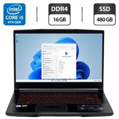 Ноутбук Б-клас MSI GF65 Thin 9SD / 15.6" (1920x1080) IPS / Intel Core i5-9300H (4 (8) ядра по 2.4 - 4.1 GHz) / 16 GB DDR4 / 480 GB SSD / Intel UHD Graphics 630 / WebCam
